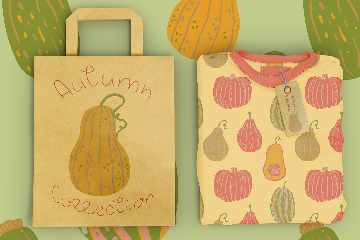 Autumn Pumpkins patterns & clipart, a Seasonal Illustration by Carpet Tapete Pretzel (Photo 3 of 11)