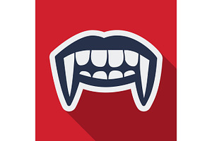 Flat Icon With Shadow Vampire Teeth