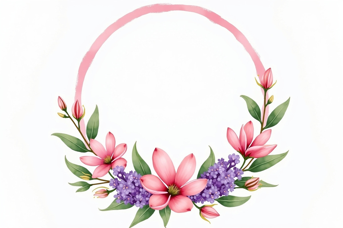 Pink Lavender Floral Wreath Bundle, an Illustration by BIPLOB EXPERT (Photo 3 of 14)