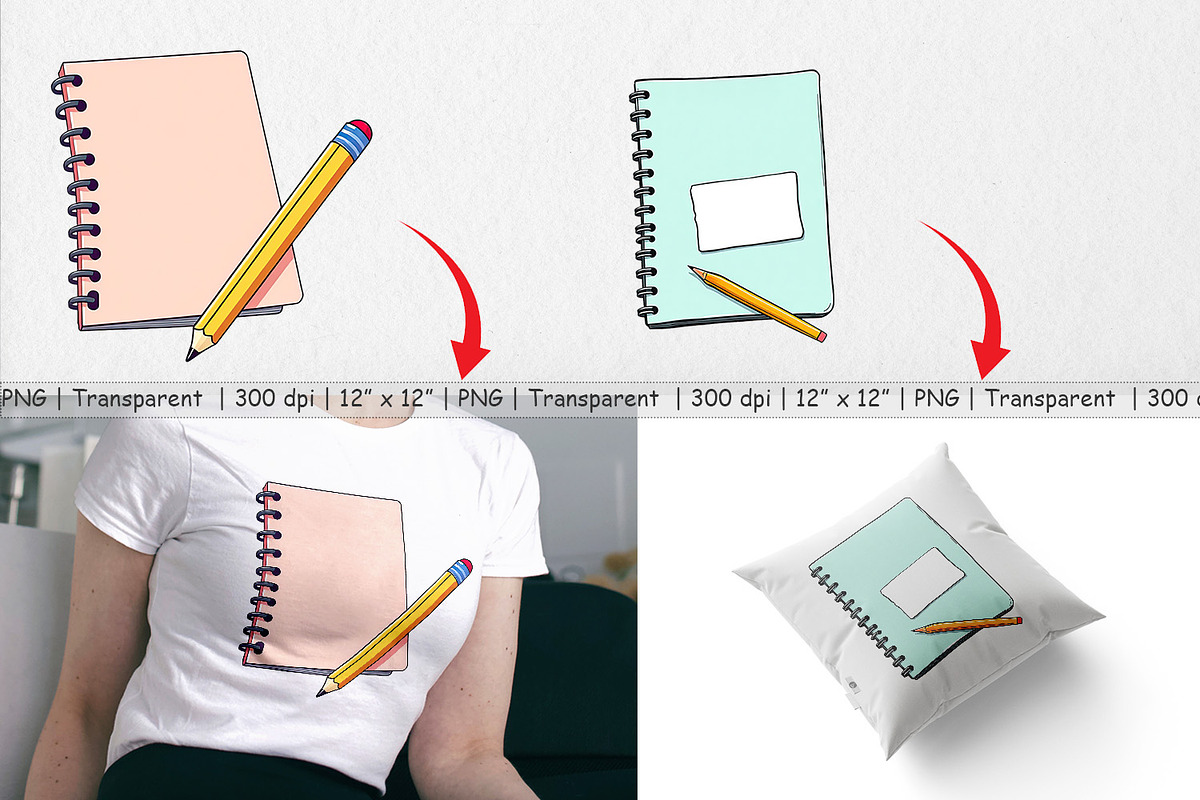 Pencil and Notebook Clipart, a Graphic by Artnoy (Photo 3 of 5)