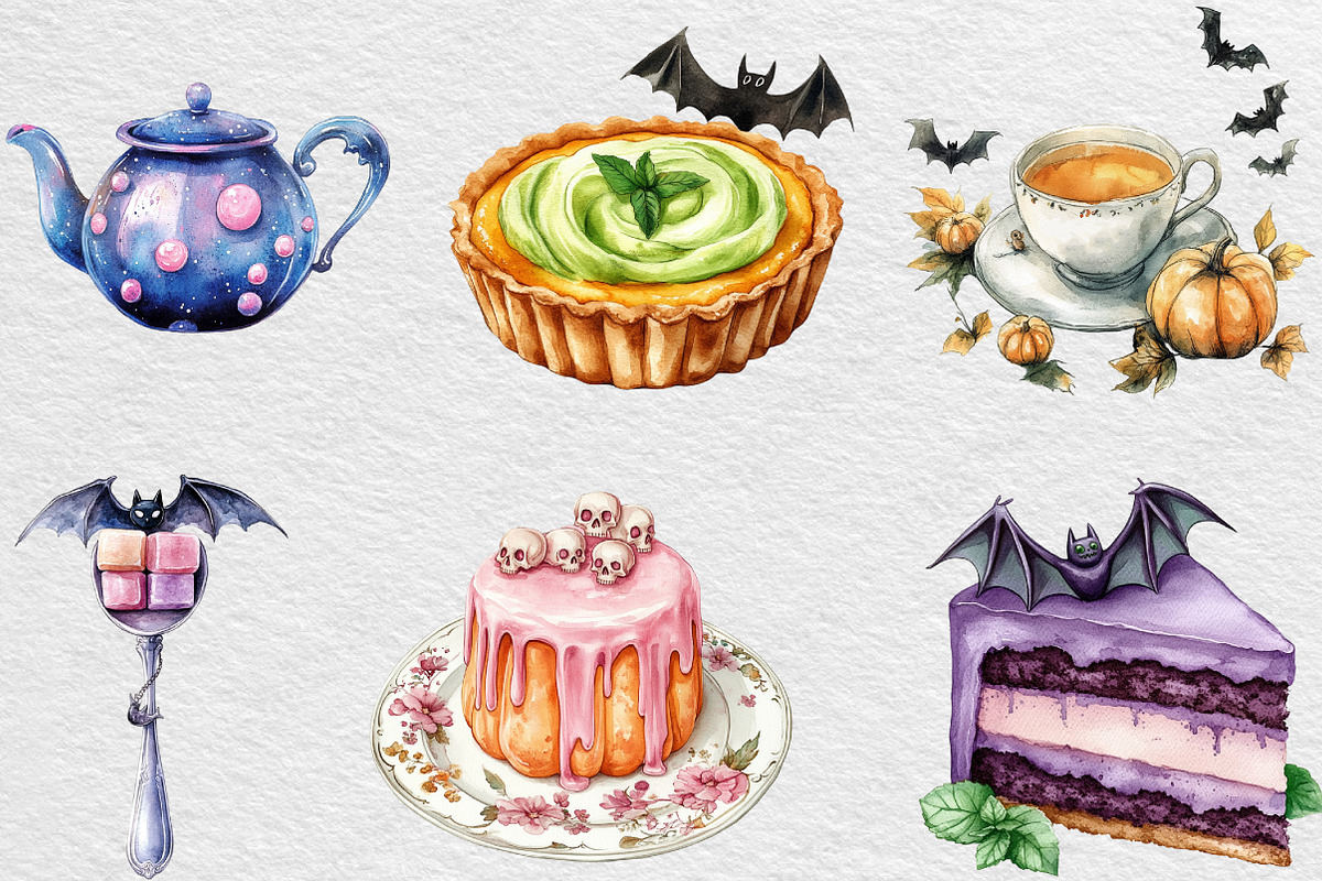 Pastel Halloween Tea Party Clipart, an Illustration by Black Bird Studio (Photo 4 of 6)