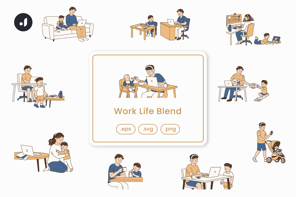 Work Life Blend Illustration, an Object Graphic by Jump Studio (Photo 1 of 12)