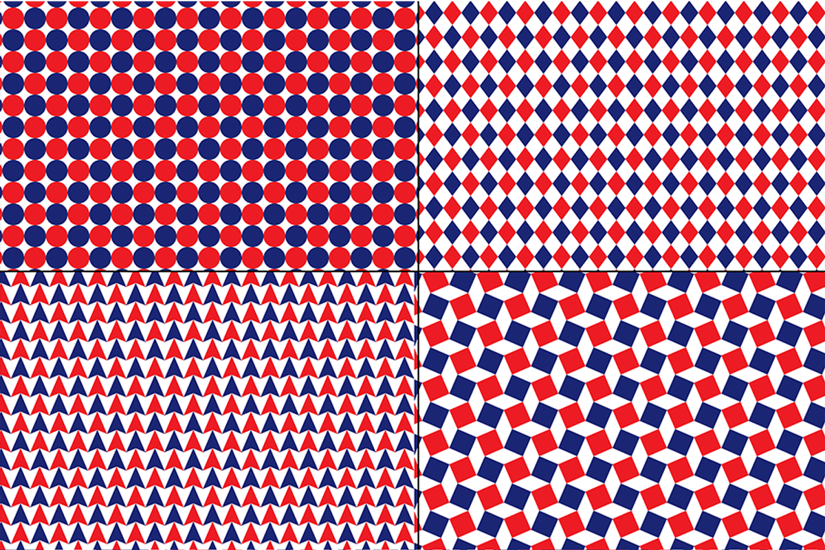 Red, White & Blue Geometric Patterns preview 2