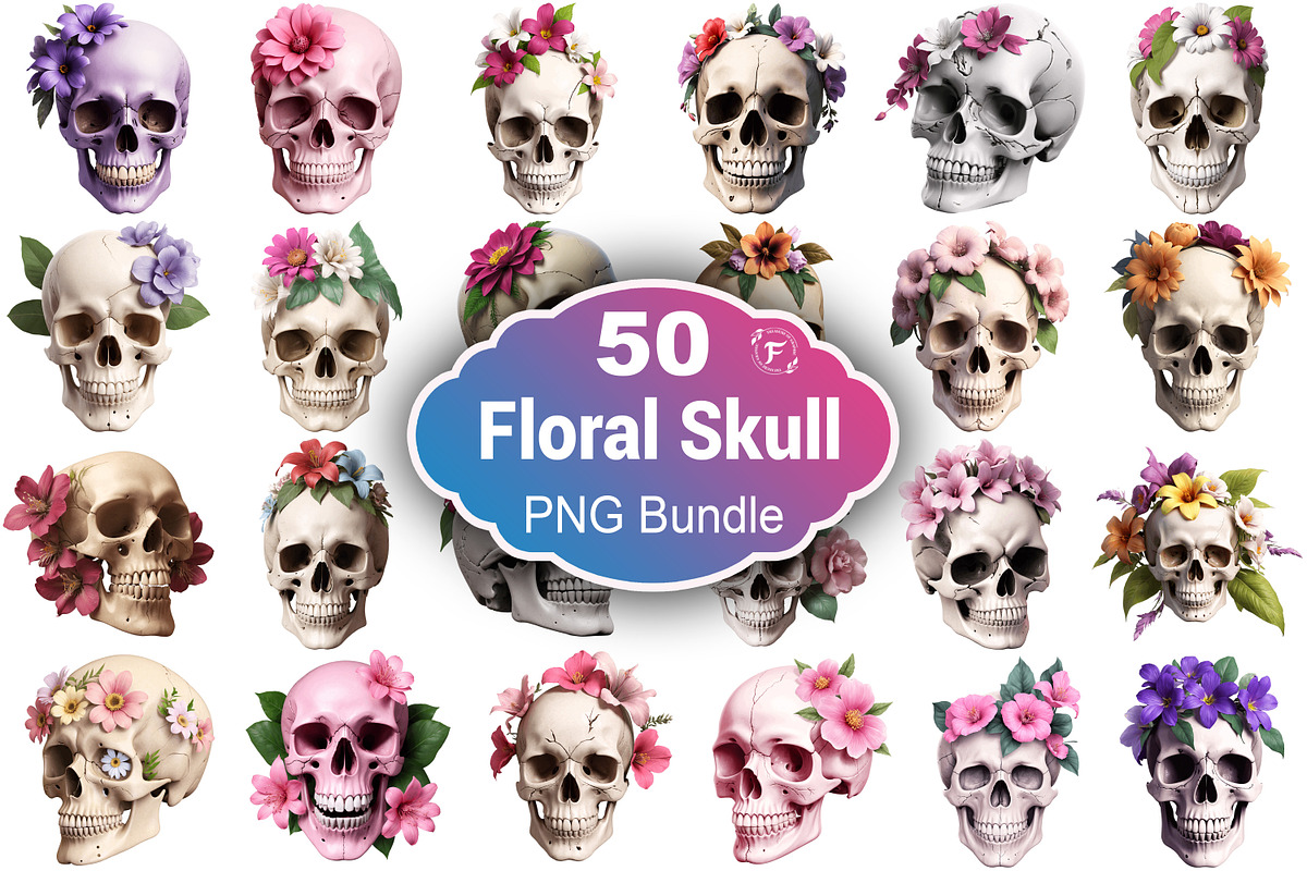 Floral Skull Clipart Png, an Illustration by Forhadx5 (Photo 1 of 6)