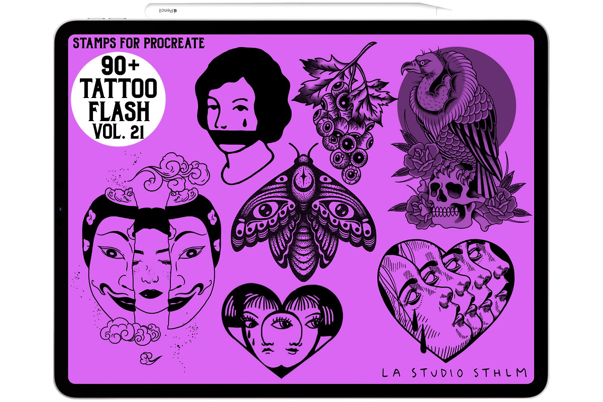 Tattoo Flash Vol. 21 - Stamp Set, a Brush Add-On by LA Studio Sthlm (Photo 4 of 6)