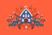 Christmas holiday houses & clipart, a Seasonal Illustration by Olia (Thumbnail 13 of 13)