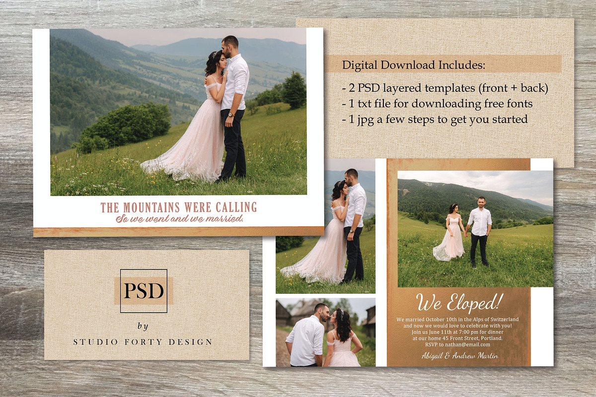 Mountainside Elopement E102, an Invitation Template by Studio Forty Design (Photo 2 of 5)
