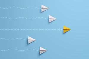 Leadership concepts with paper airpl
