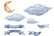 Hot air balloons watercolor clipart, an Object Illustration by Pattern + watercolor (Thumbnail 3 of 5)