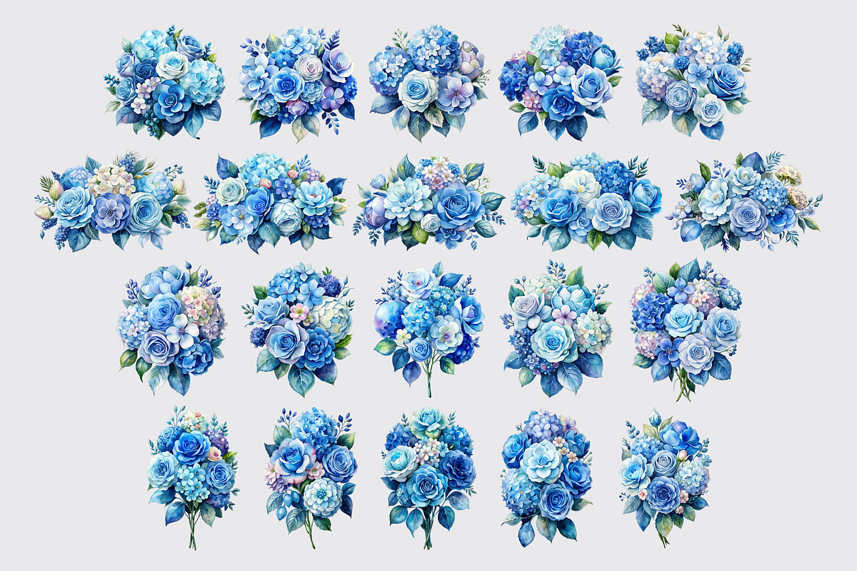 Blue Hydrangea Floral Clipart, a Graphic by Velvet Muse (Photo 2 of 5)