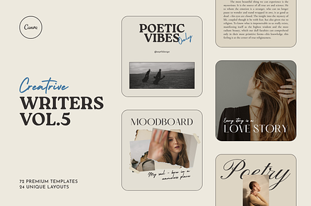 Writers Social Media Vol.5 for CANVA, a Social Media Template by September 5th