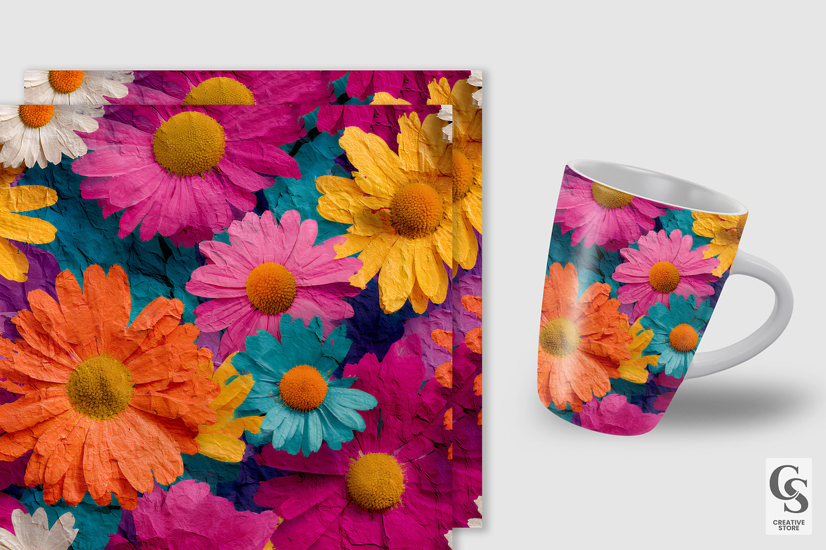 Vibrant Hippie Flowers Pattern, a Pattern Graphic by Creative Store (Photo 2 of 5)