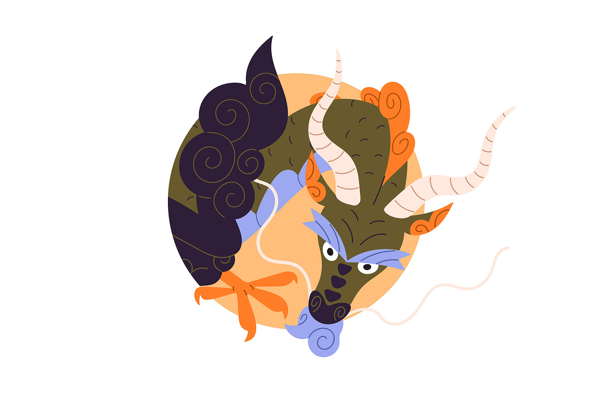 Asian, Chinese dragons set, cards, an Animal Illustration by PaperTrident (Photo 10 of 13)
