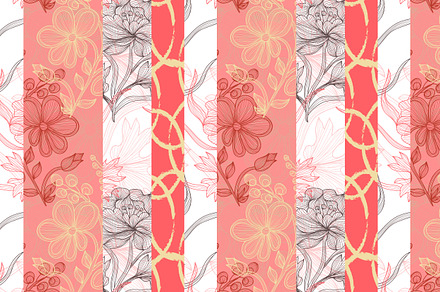 Line Art Flowers Seamless Pattern