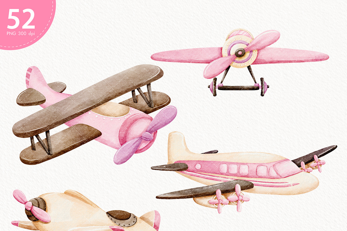 Watercolor Air Transport Clipart, a Transportation Illustration by TitaLivingArt (Photo 3 of 10)