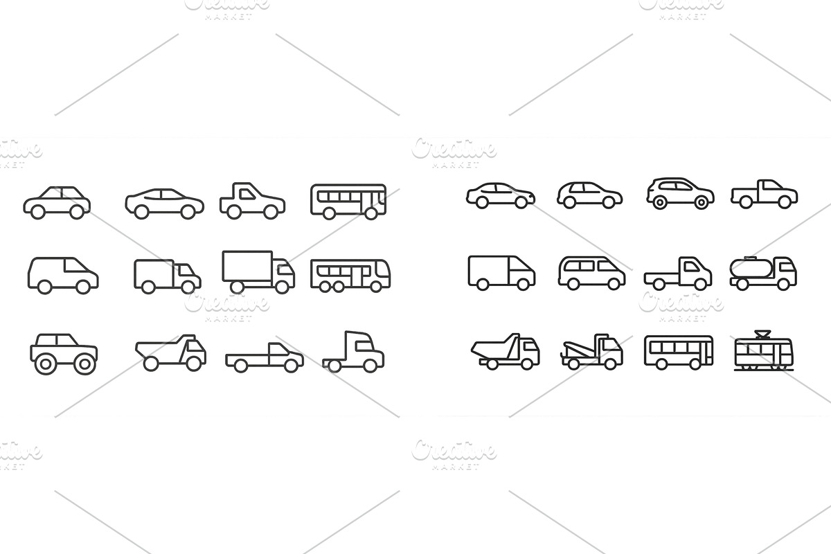Various vehicle silhouettes in a, a Transportation Illustration by ZinetroN