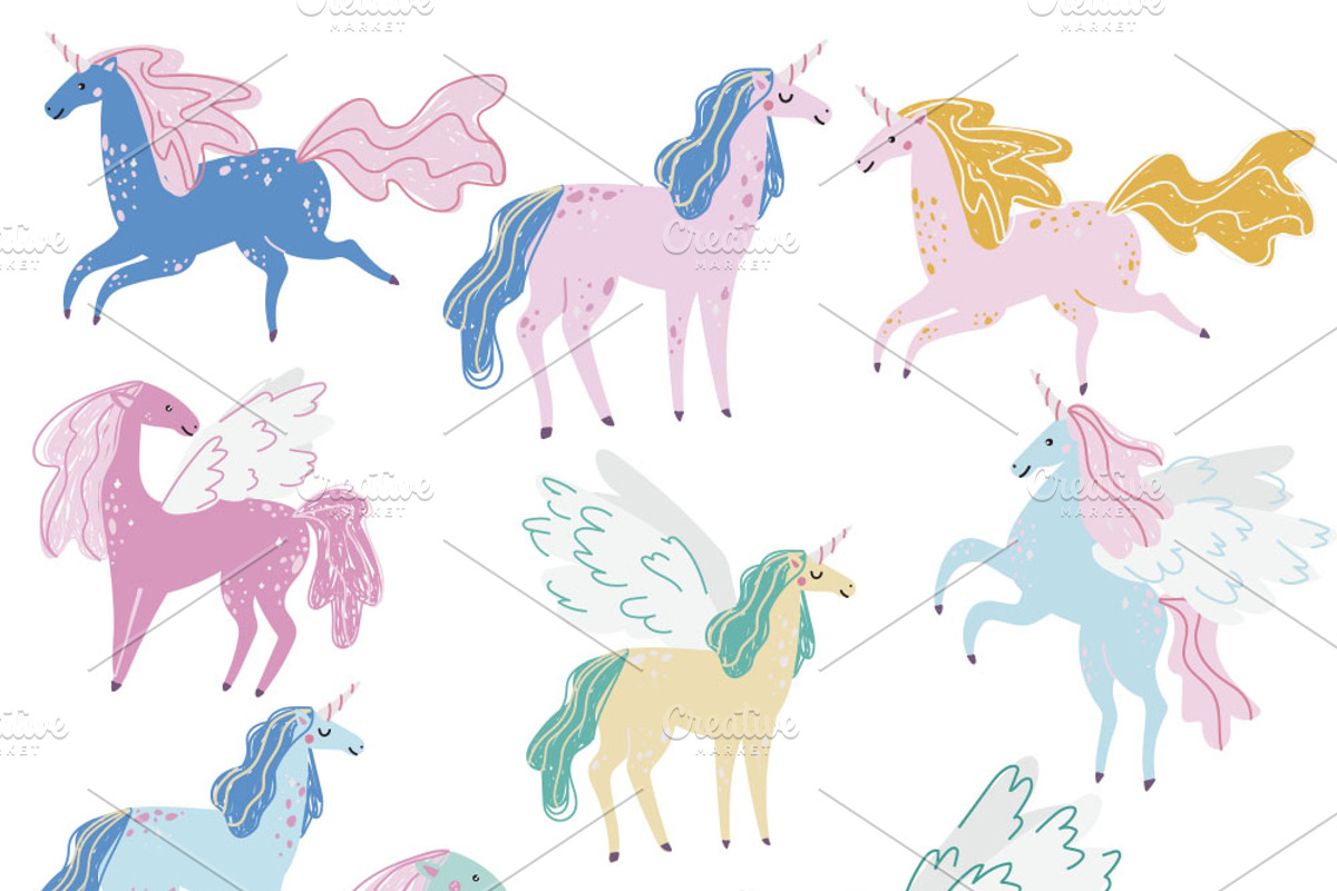 Unicorn pattern + BONUS 98 elements, a Pattern Graphic by Lineli (Photo 2 of 11)