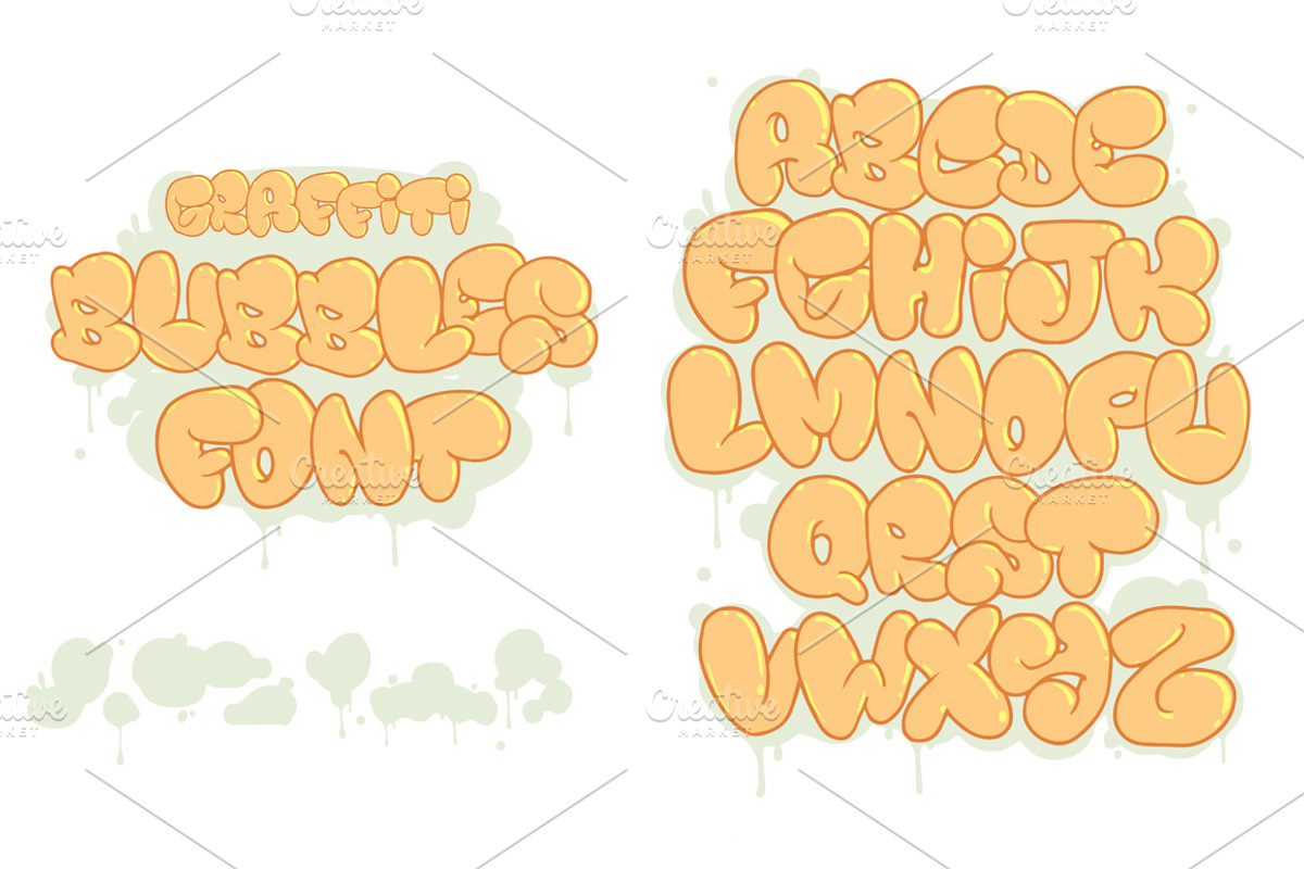 Graffiti Bubbles Font. Vector, an Object Graphic by AntonyChernianu