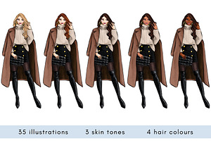 Winter Girls 4 Clipart Set