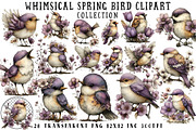 Whimsical Spring Bird Clipart, an Illustration by OK Design (Thumbnail 1 of 6)