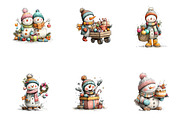 Whimsical Christmas Snowman Clipart, a Seasonal Illustration by CreationArt (Thumbnail 4 of 5)