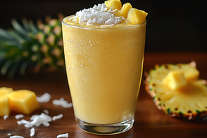 Refreshing Pineapple Coconut Smoothi, a Food & Drink Photo by Pixeness Studio