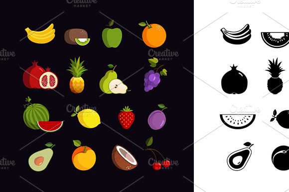 Vector Fruit Colorful Icon Set