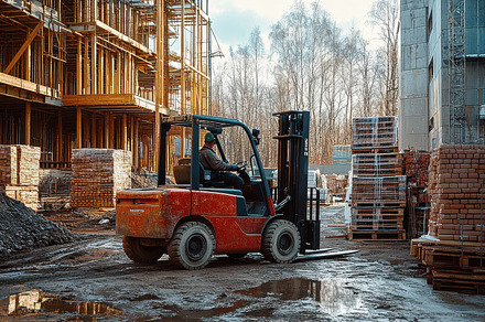 Forklift operator at a construction, a Background Photo by Pixeness