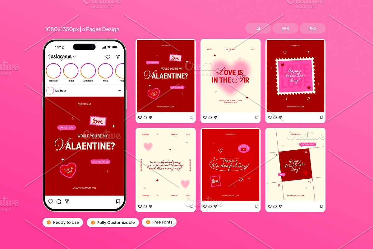 Valentine - Instagram Post, a Social Media Template by Izdihaar_Studio (Photo 1 of 4)