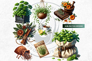 100 Medicinal Herbs clipart Set, a Decorative Illustration by ThatsDesignArt (Thumbnail 6 of 10)