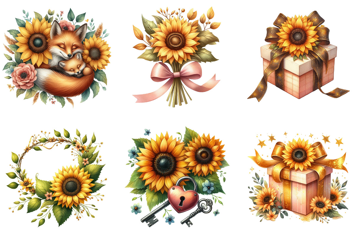 Sunflower Mother's Day Clipart, a Seasonal Illustration by DreamArtGraphic (Photo 3 of 4)
