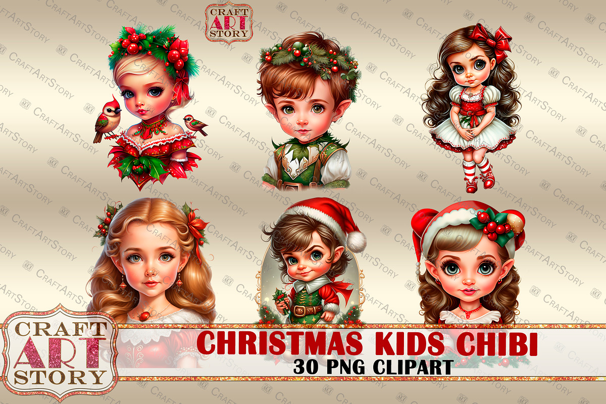Kids Adorable Chibi clipart,Girls, a Person Illustration by CraftArtStory (Photo 4 of 7)