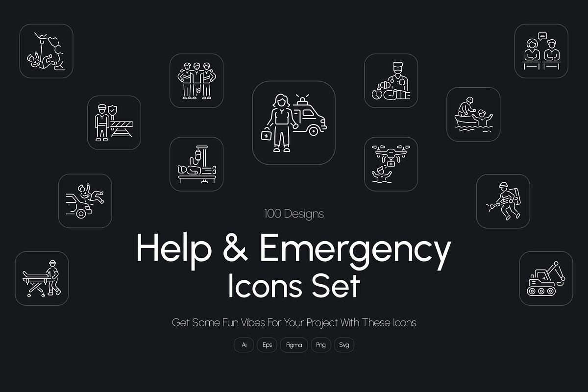 Help and Emergency Icons Set, an Outline Icon by Prosymbols (Photo 1 of 8)