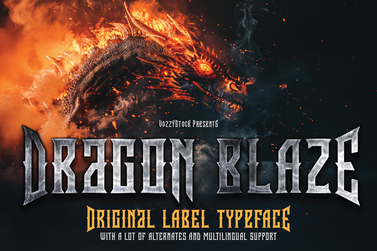 Dragon Blaze, a Blackletter Font by VozzyStock (Photo 1 of 6)