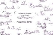 Unicorn Toile de Jouy Pattern, a Background Graphic by Hughes Studio (Thumbnail 1 of 8)