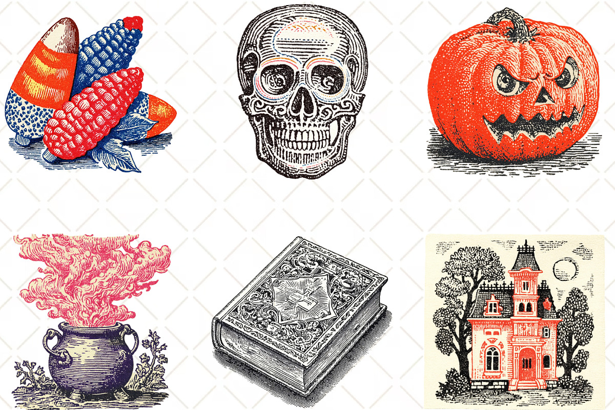 Watercolor Doodle Halloween Clipart, an Illustration by Black Bird Studio (Photo 3 of 6)