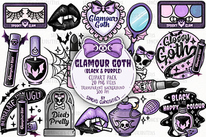 Goth Glam- Purple And Black PNG Pack