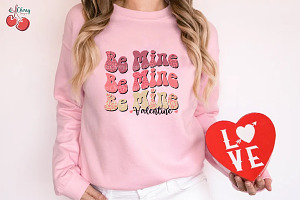 Be Mine Valentine Retro Groovy PNG