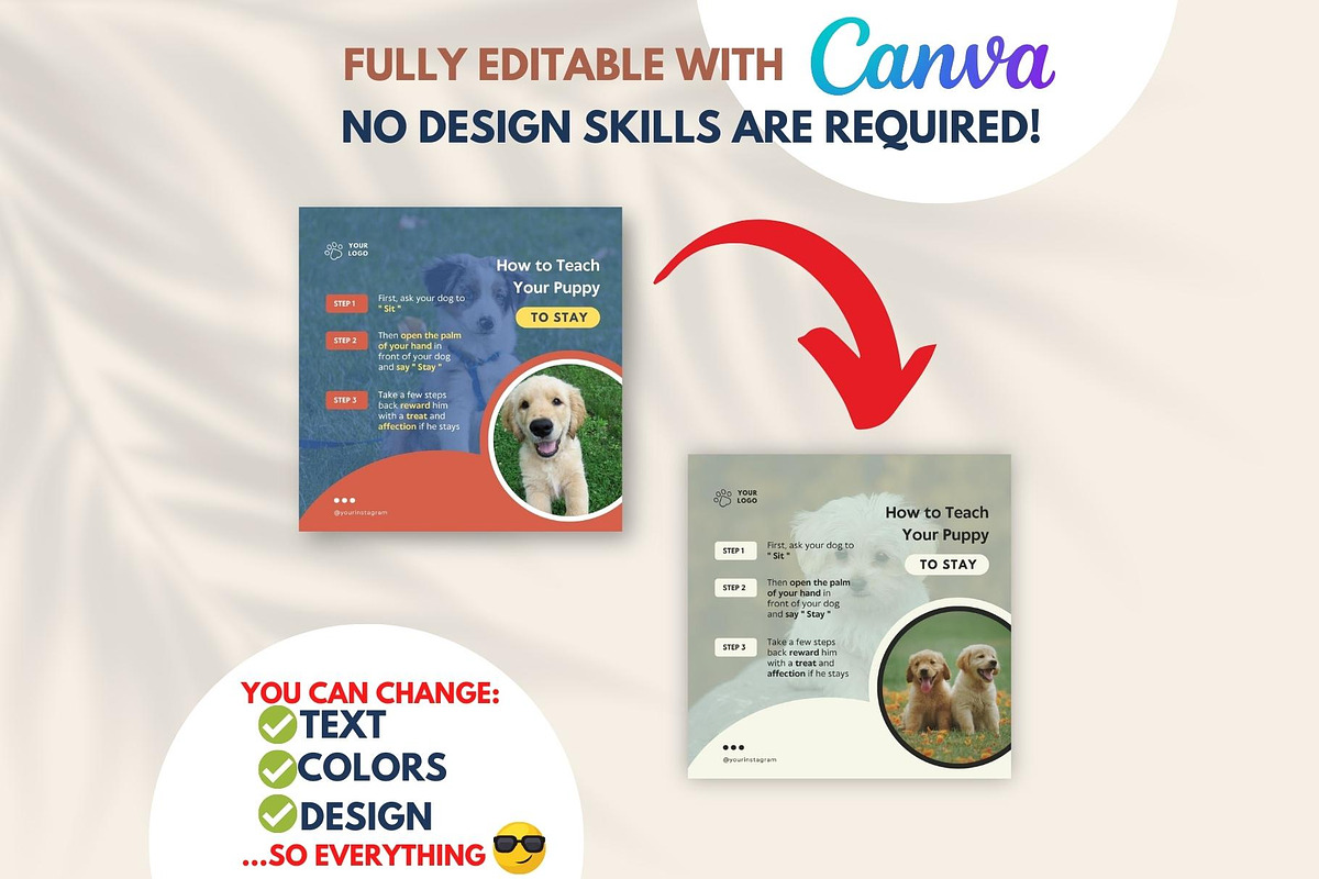 200 Dog Training Canva Templates, a Social Media Template by Viral Content Design (Photo 3 of 7)