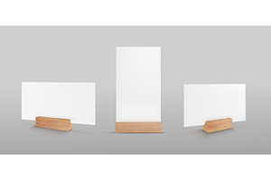 Paper Card Wooden Holder Mockup