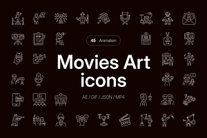 Animated Movie Icon Art Set, an Outline Icon by Prosymbols
