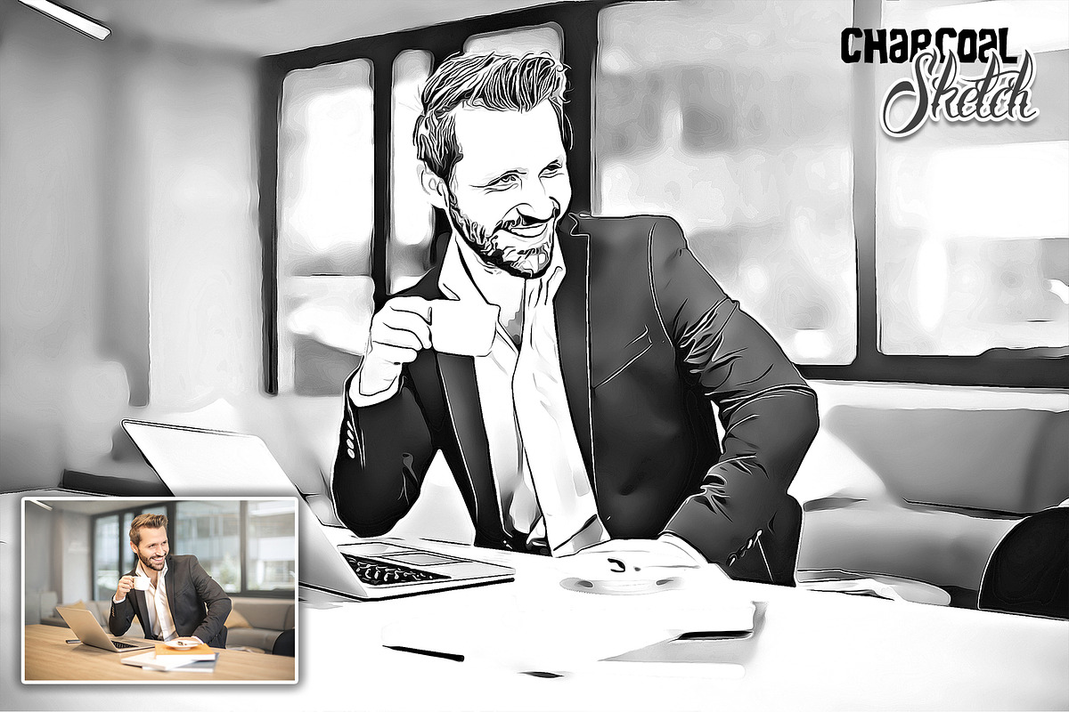 Charcoal Sketch Photoshop Action, an Action Add-On by KnightWipers (Photo 2 of 5)