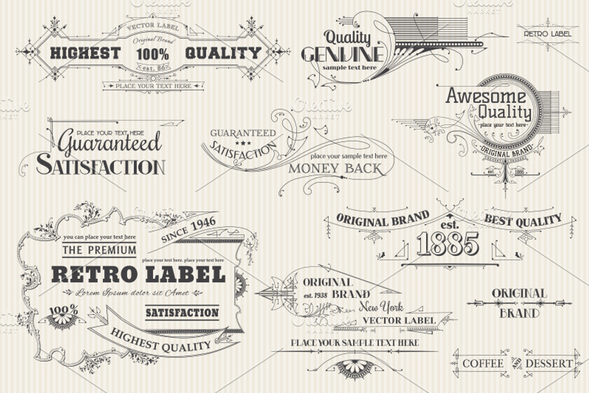 150 Vintage Vector Elements. Vol3., a Decorative Illustration by Anna Studio (Photo 4 of 5)