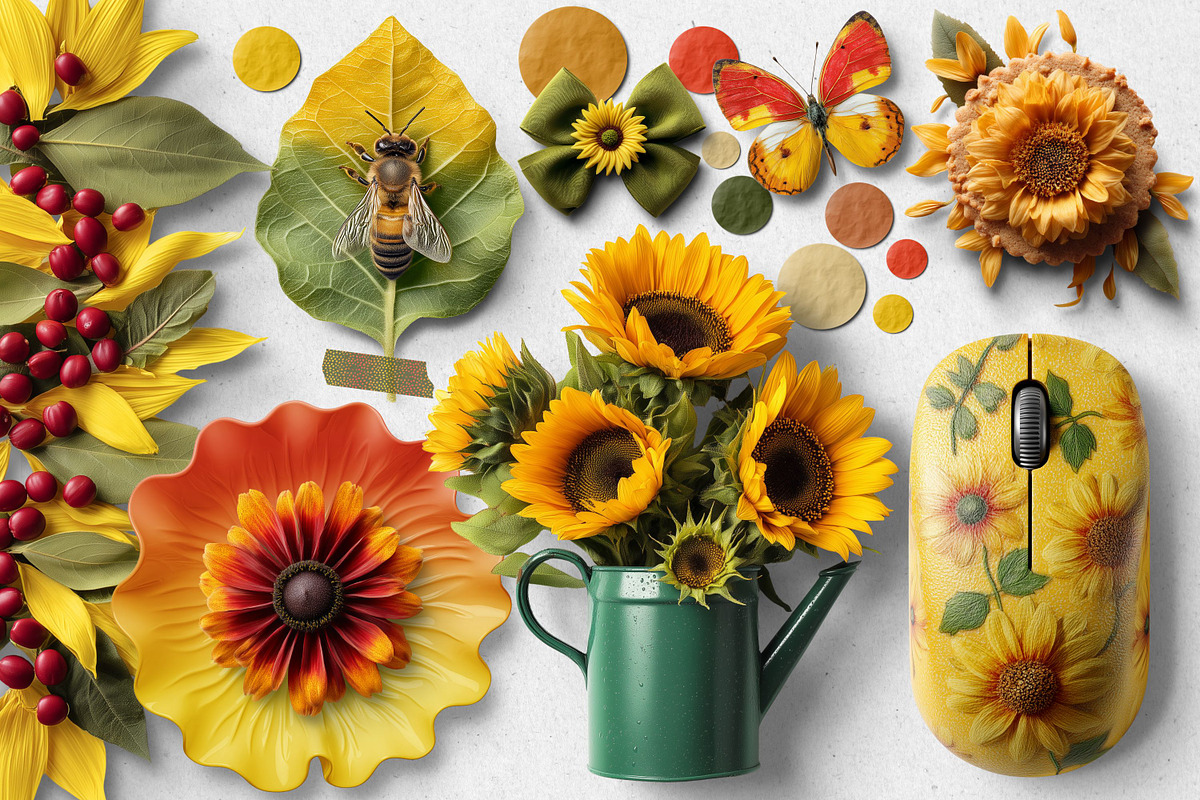 Sunflowers Realistic PNG Objects, an Object Graphic by Iconogenic (Photo 7 of 8)