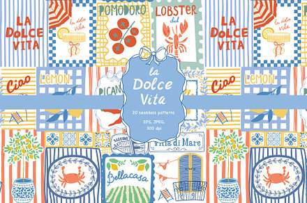 Italian summer - Dolce Vita pattern, a Pattern Graphic by Tani Kuzminka