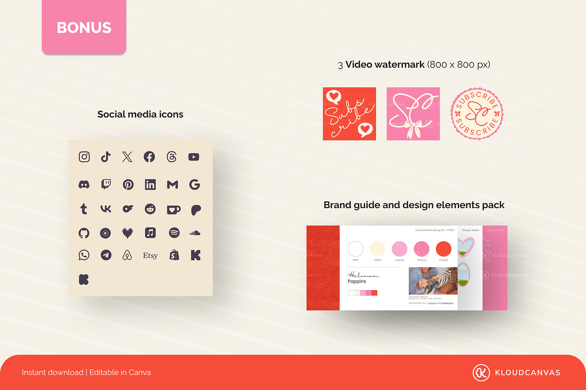 YouTube Branding Kit - Coquette Love, a Social Media Template by KloudCanvas (Photo 7 of 7)
