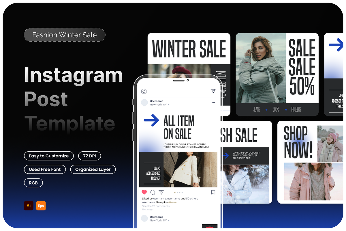 Fashion WInter Sale Instagram Post, a Social Media Template by Annora Studio (Photo 1 of 3)