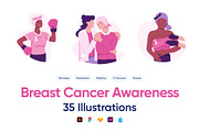 Breast Cancer Vector Pack, a Person Illustration by Prosymbols (Thumbnail 1 of 8)