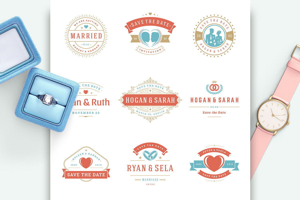 18 Wedding Logos and Badges, a Branding & Logo Template by Vasya Kobelev (Photo 8 of 15)