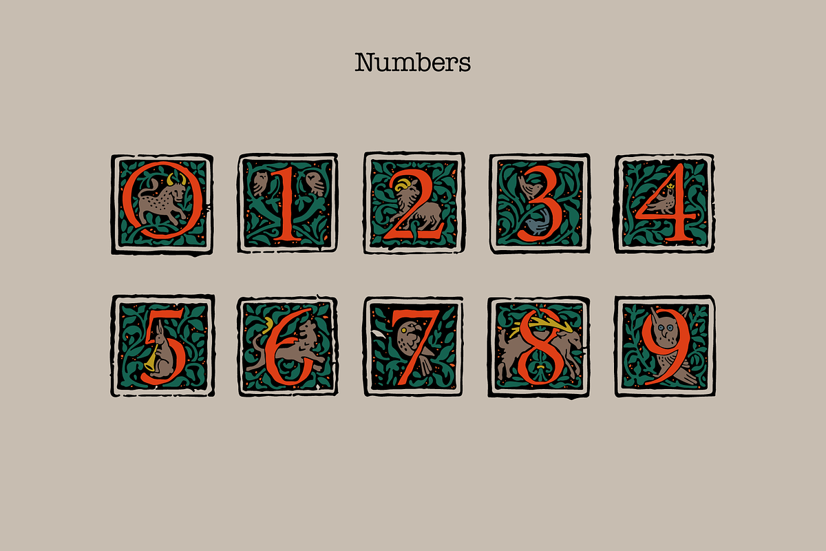 Medieval Beasts Initials, a Blackletter Font by kaer_shop (Photo 6 of 12)